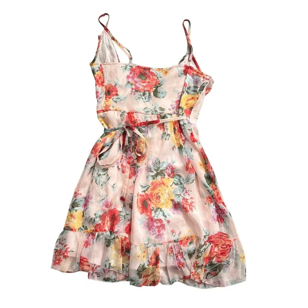 Abercrombie & Fitch Babydoll Mini Wrap Dress Women's size XS Y2K Ruffles Dainty - Picture 2 of 8